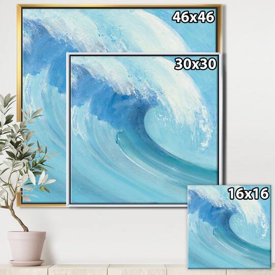 Designart - Ocean Wave Handpainted with White Foam